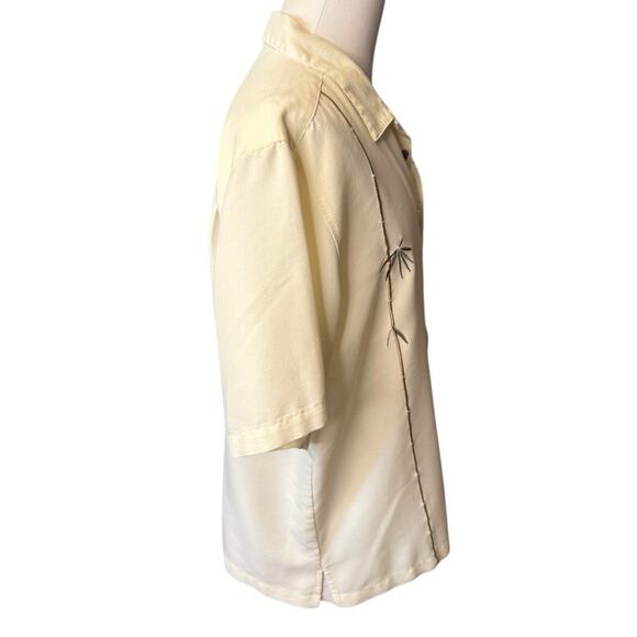 Havana Jacks Cafe Shirt Mens 2XL Cream Bamboo Button Up Coastal Embroidered - Picture 5 of 6